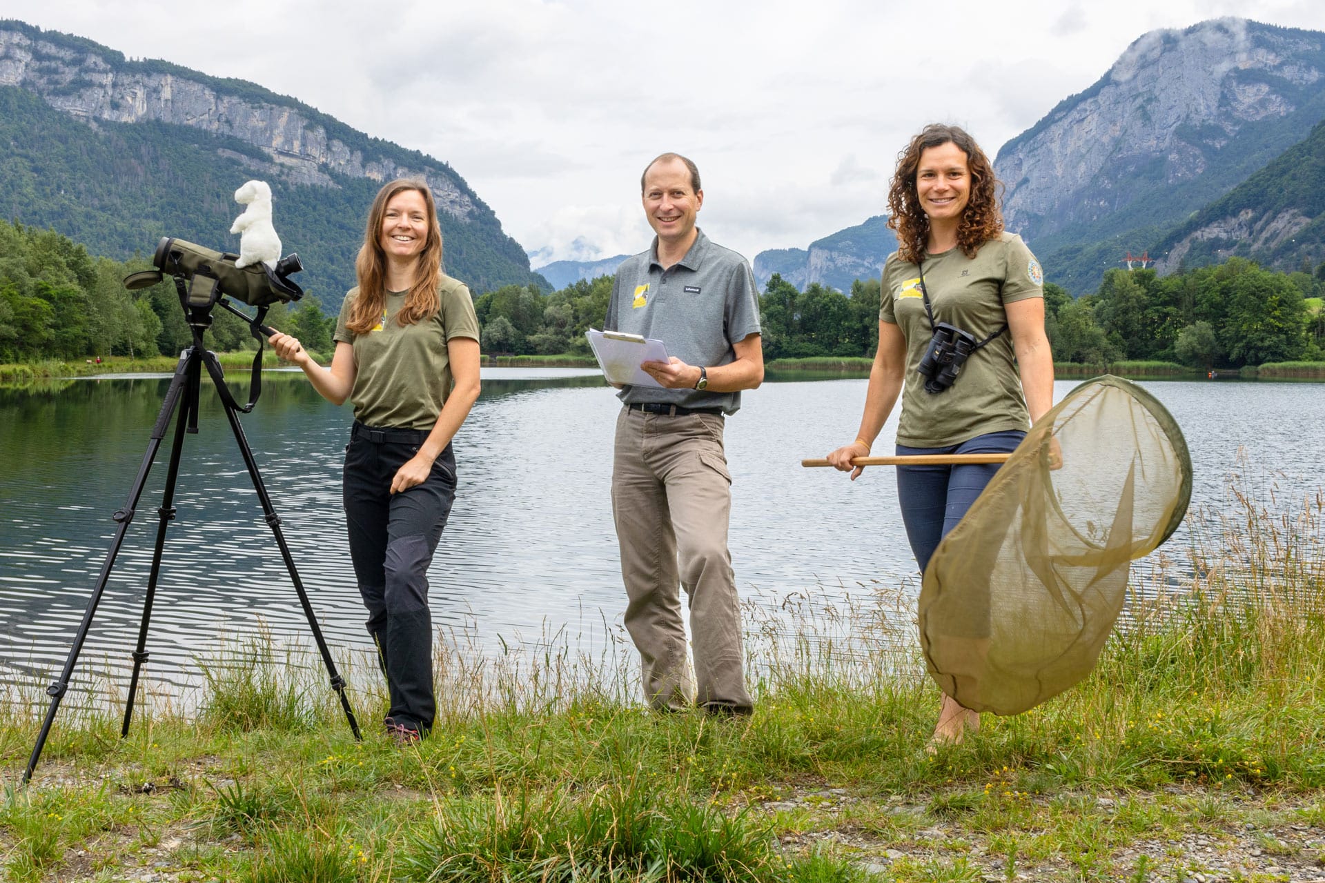 Manon Whittaker, François Amelot, Fanny Forest du Centre de la Nature Montagnarde